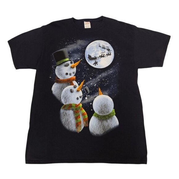 Dec 25th Snowmen Santa Claus Over the Moon T-Shirt, 2XL - Picture 1 of 6
